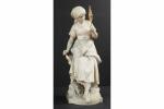 MOREAU Mathurin (1822-1912) : Fileuse. Marbre blanc sculpté signé. Haut...